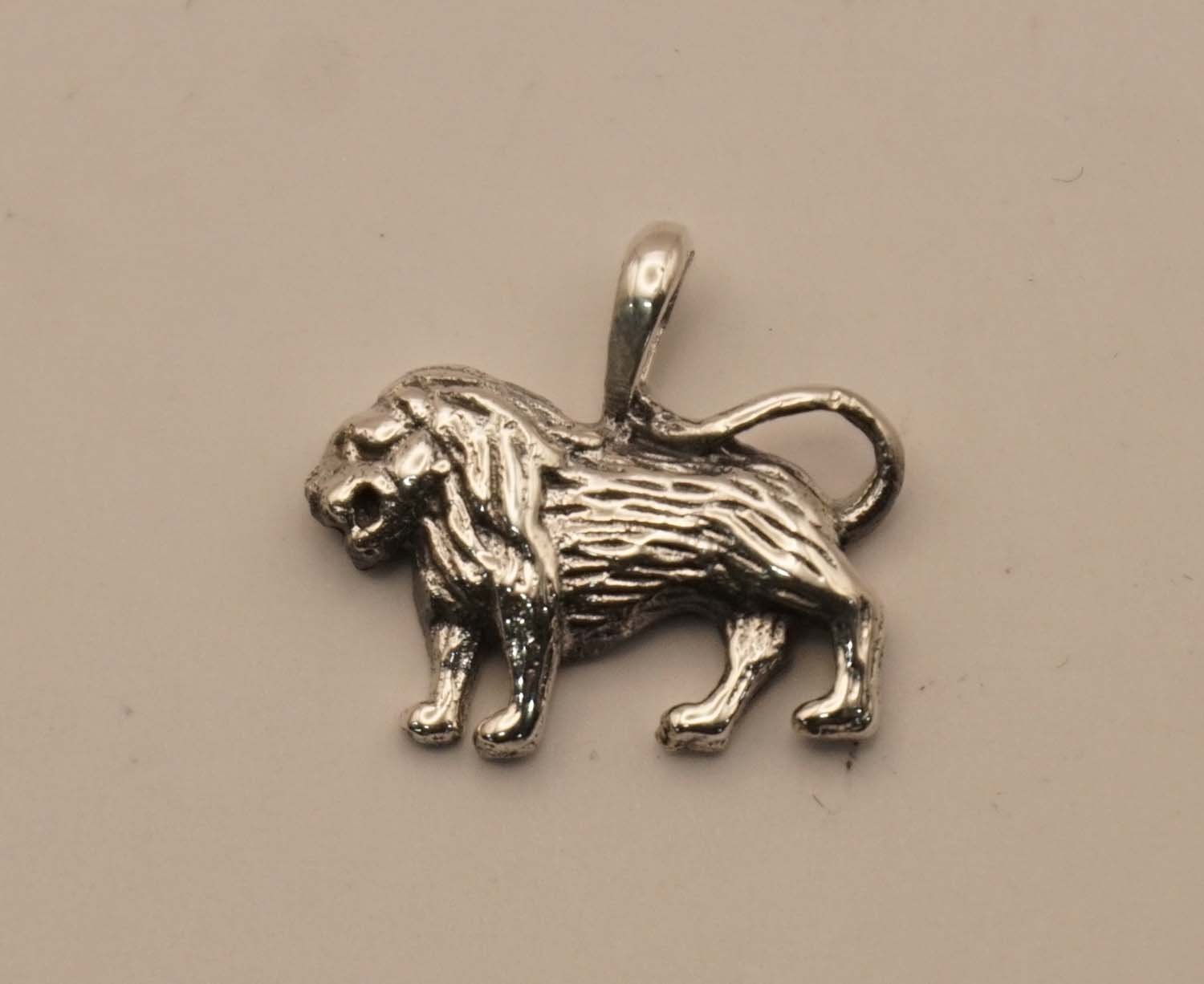 Sterling zilveren hanger leeuw - zilveren hangertje voor aan ketting wild dier - leeuw hanger gemaakt van 925 zilver - mooie zilveren hanger van een wilde leeuw