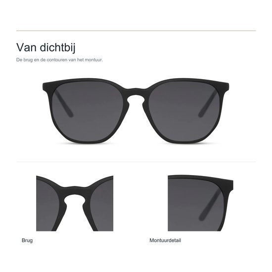 YaeTee NDL2554 - Zonnebril dames en heren - Mat zwart - Zwarte glazen - Met brillenkoker, doekje en doosje — afbeelding 3