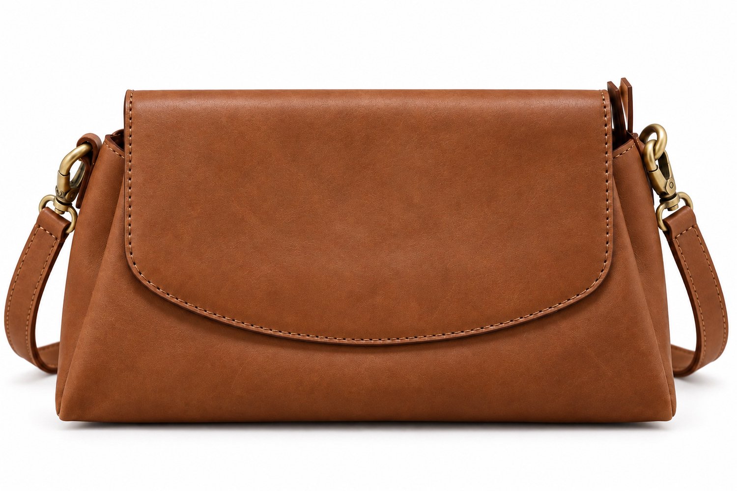 Bag2Bag Leren Compact Stijlvol en Ruim Schoudertasje Inari Cognac