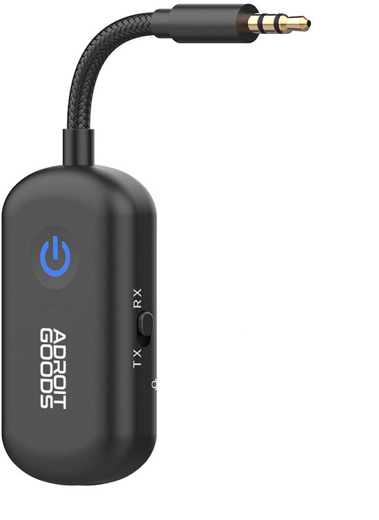 AdroitGoods Bluetooth 6.0 Audioadapter - 2-in-1 Zender en Ontvanger - AUX 3,5 mm - Vliegtuig, Auto en TV - 20 Uur Accu - USB-C - Dubbele Koppeling — afbeelding 2