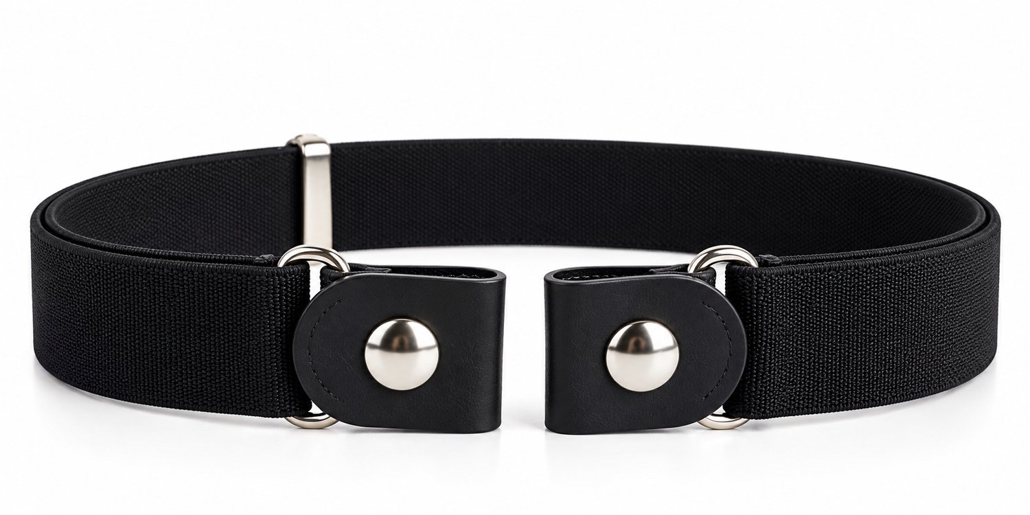 Elastische Riem Zonder Gesp – Zwart – 3 cm Breed – Gesploze Riem – Verstelbaar – Dames, Heren & Kinderen