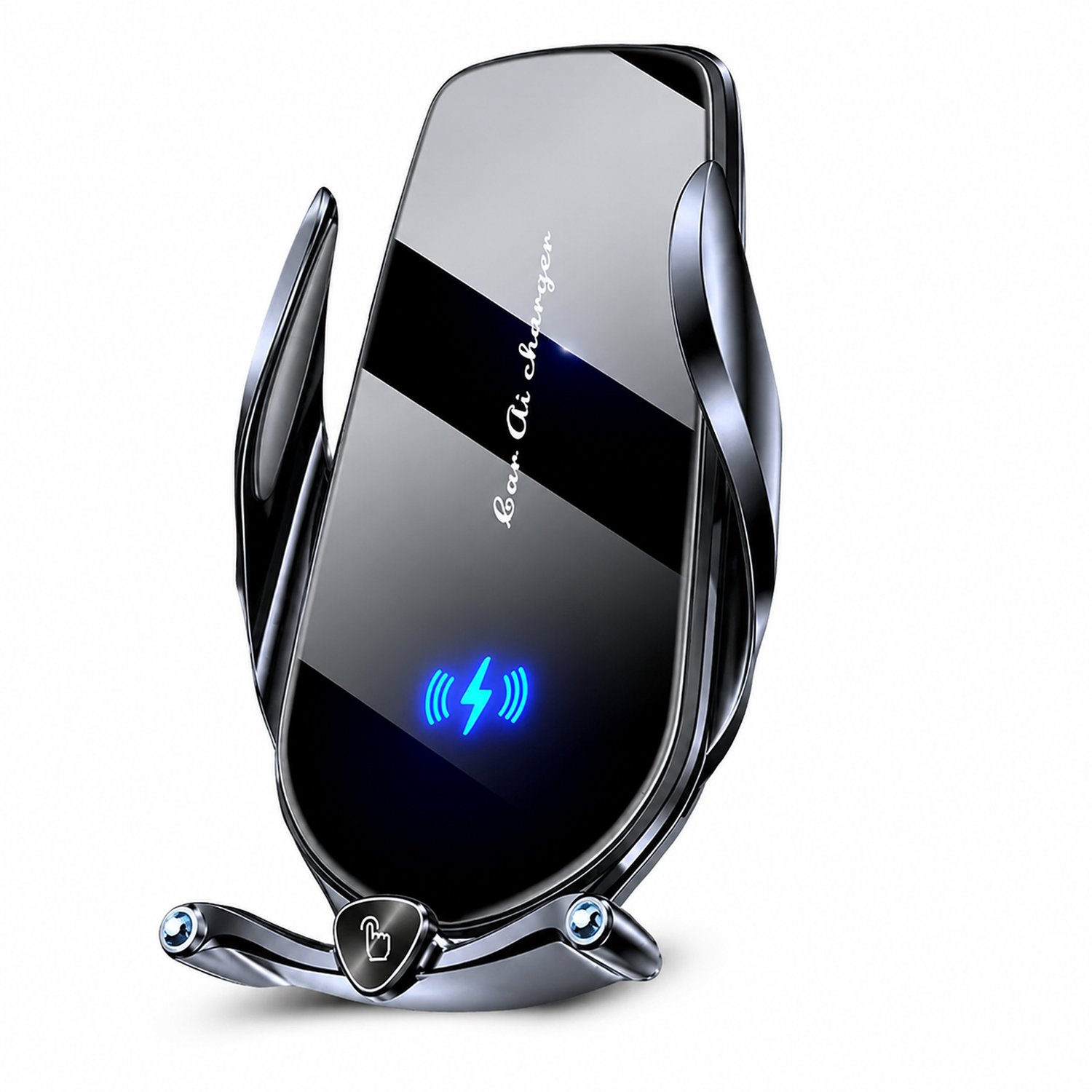 Telefoonhouders auto, autotelefoonhouder voor ventilatierooster met 15 W draadloos opladen, infraroodsensor en automatische klemfunctie