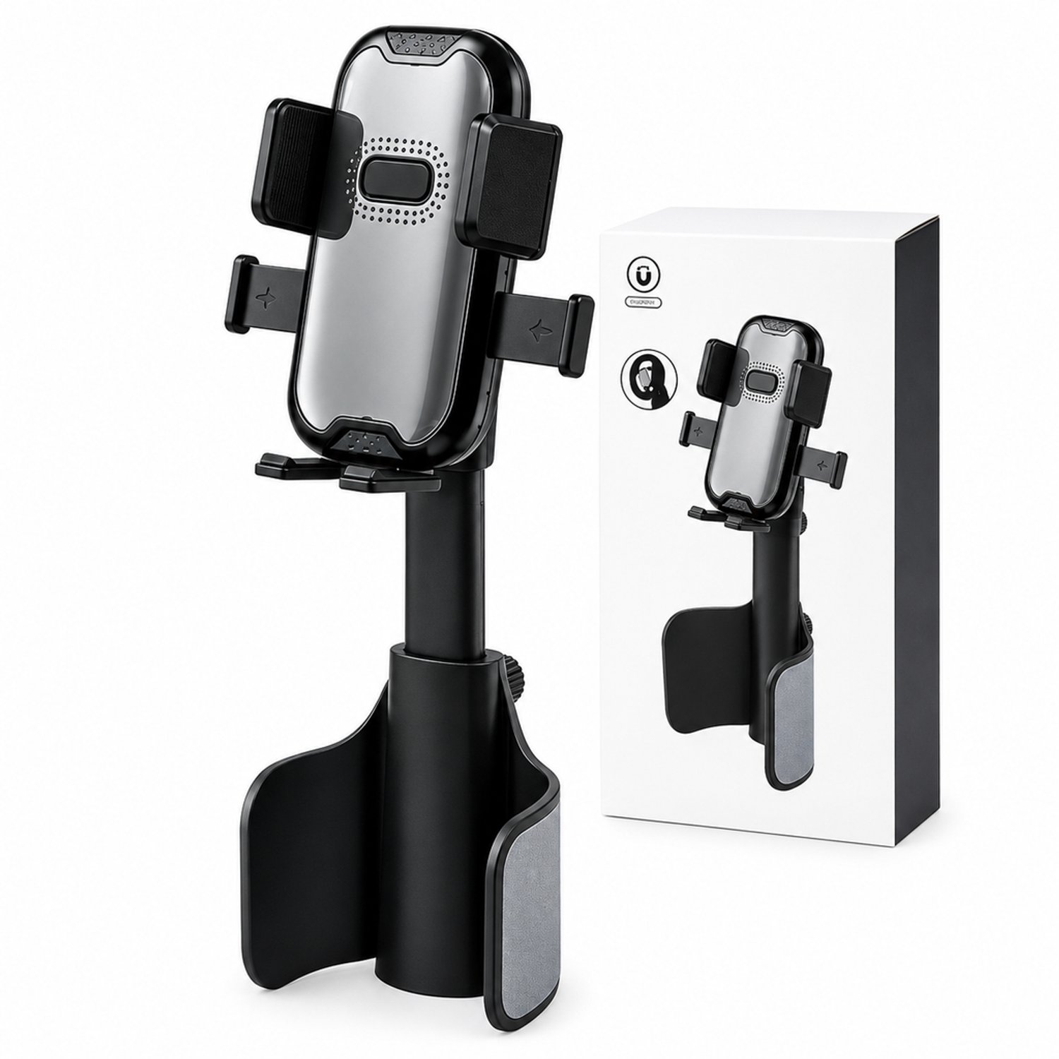 telefoonhouders auto met klemhouder voor telefoon en uitschuifbare bekerhouder