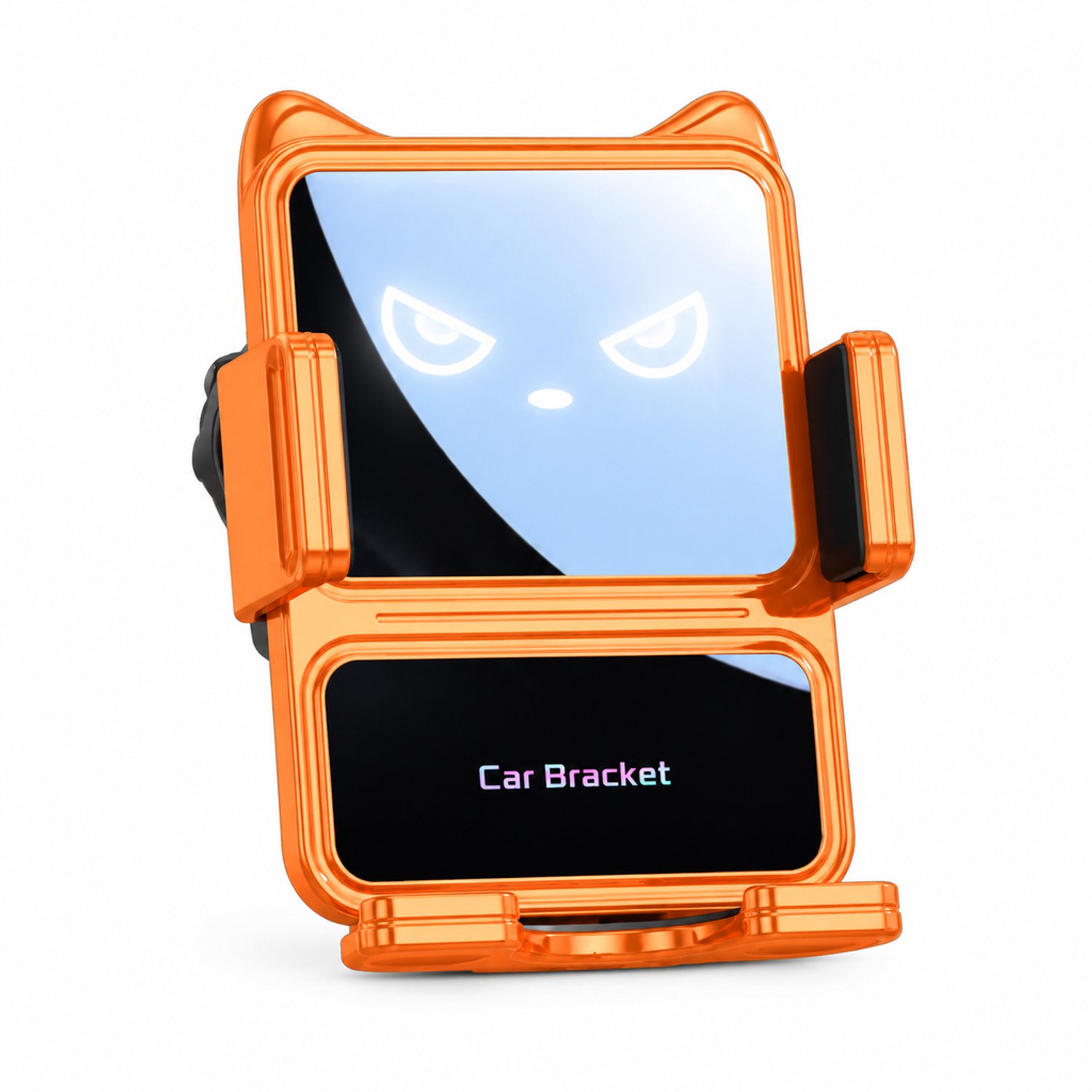 telefoonhouders auto - 15 W draadloos opladen - houder voor ventilatierooster - oranje kattenoortjes - verpakkingsmaat 8 × 8 × 5 cm