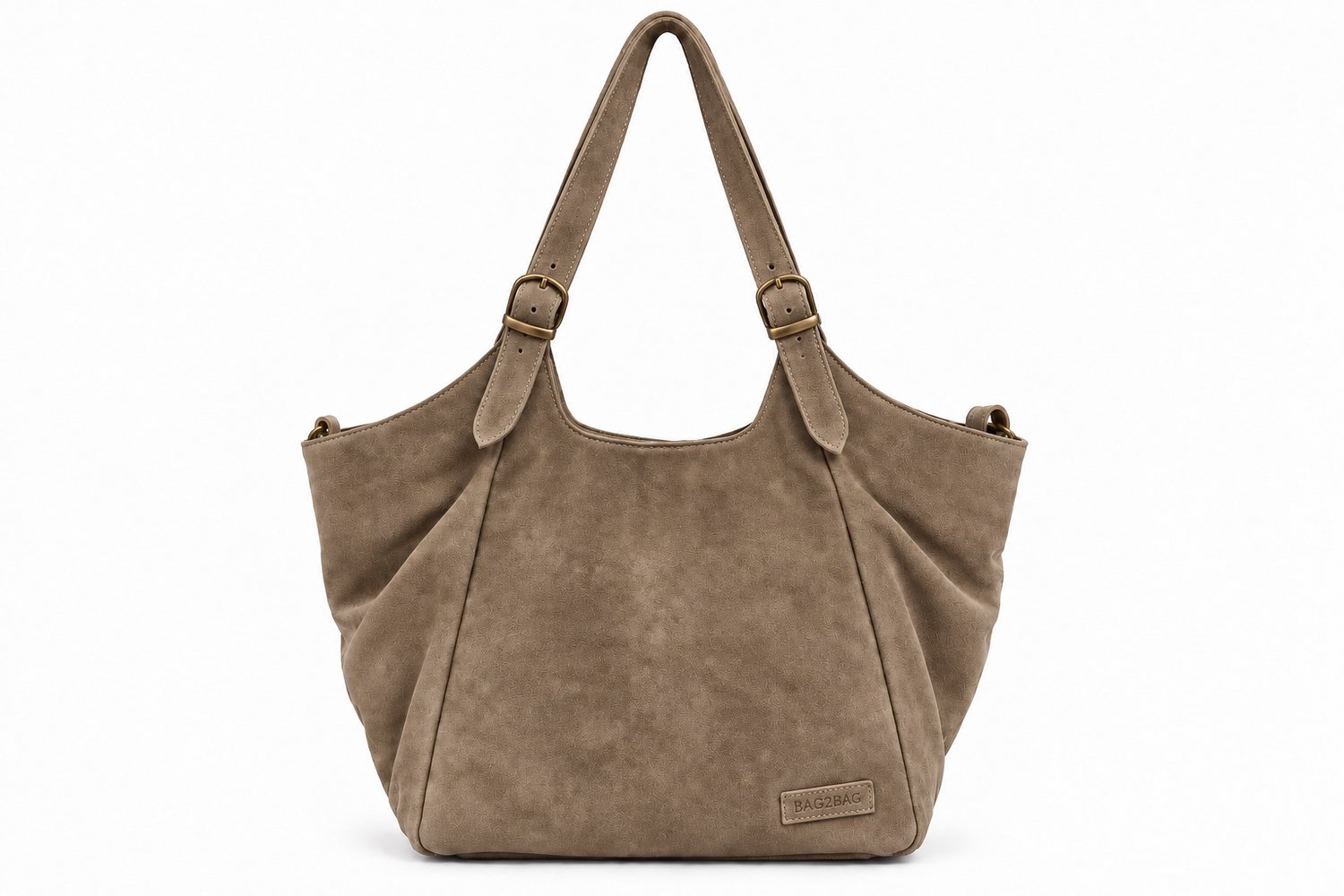 Bag2Bag Grote Suede Schoudertas / Shopper Nome Light Khaki
