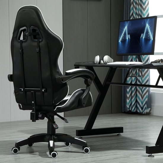 Bureaustoel ergonomisch - wit - verstelbare armleuningen - perfect voor gaming - m-winkel — afbeelding 4