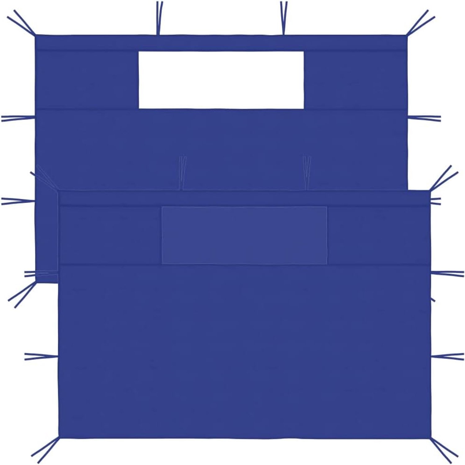 Paviljoen zijwanden 2 STK. - Blauw - met ramen - inkijkbescherming - Vemera