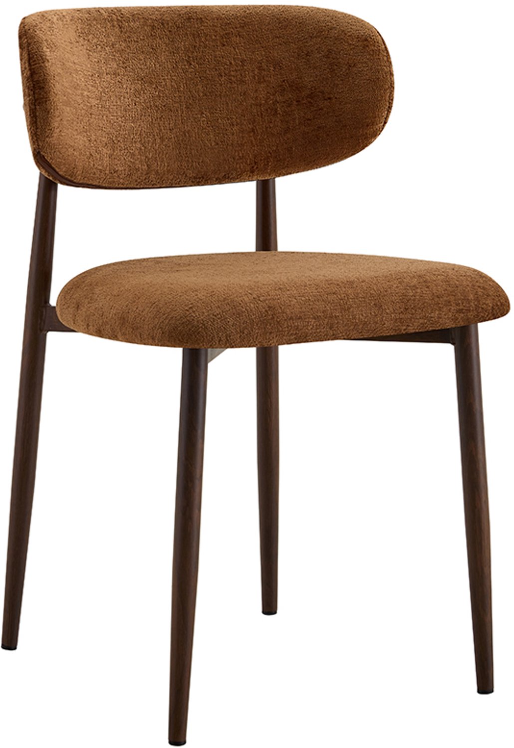 Eetkamerstoel Nono lichtbruin – Walnoot gekleurd frame – Luxe Gestoffeerd