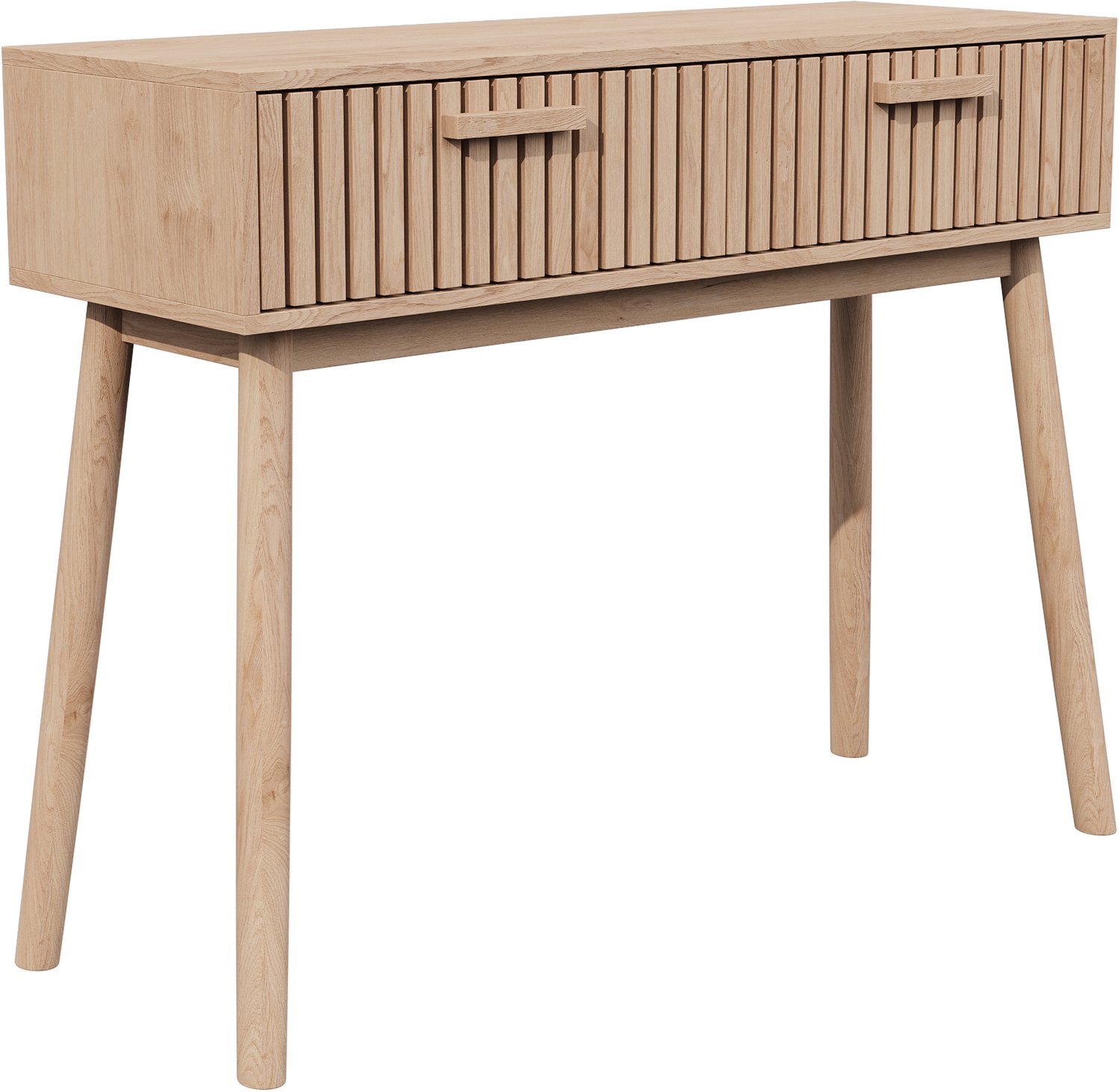 Happiq Console tafel - Voor gang en woonkamer - Smal met opbergruimte - Natuurlijke houtkleur