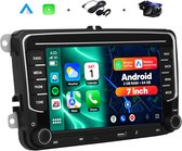 Boscer Autoradio - Geschikt voor Volkswagen, Skoda & Seat - Apple Carplay & Android Auto - Android 15 - 2+64GB - 7 Inch IPS HD Touchscreen - Bluetooth, USB, USB-C, Wifi & MP5 - Navigatiesysteem - Achteruitrijcamera & Microfoon