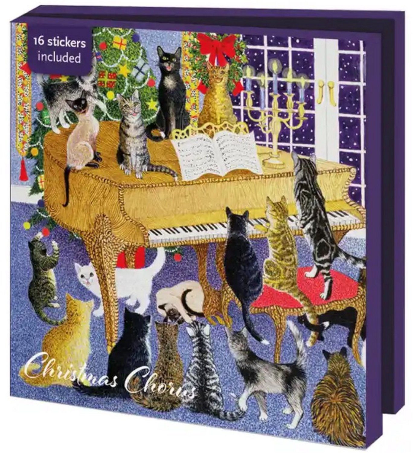 Kerstkaarten 10x - Kaartenmapje met env, vierkant: Christmas Chorus, Pat Scott - 5 x 2 motieven