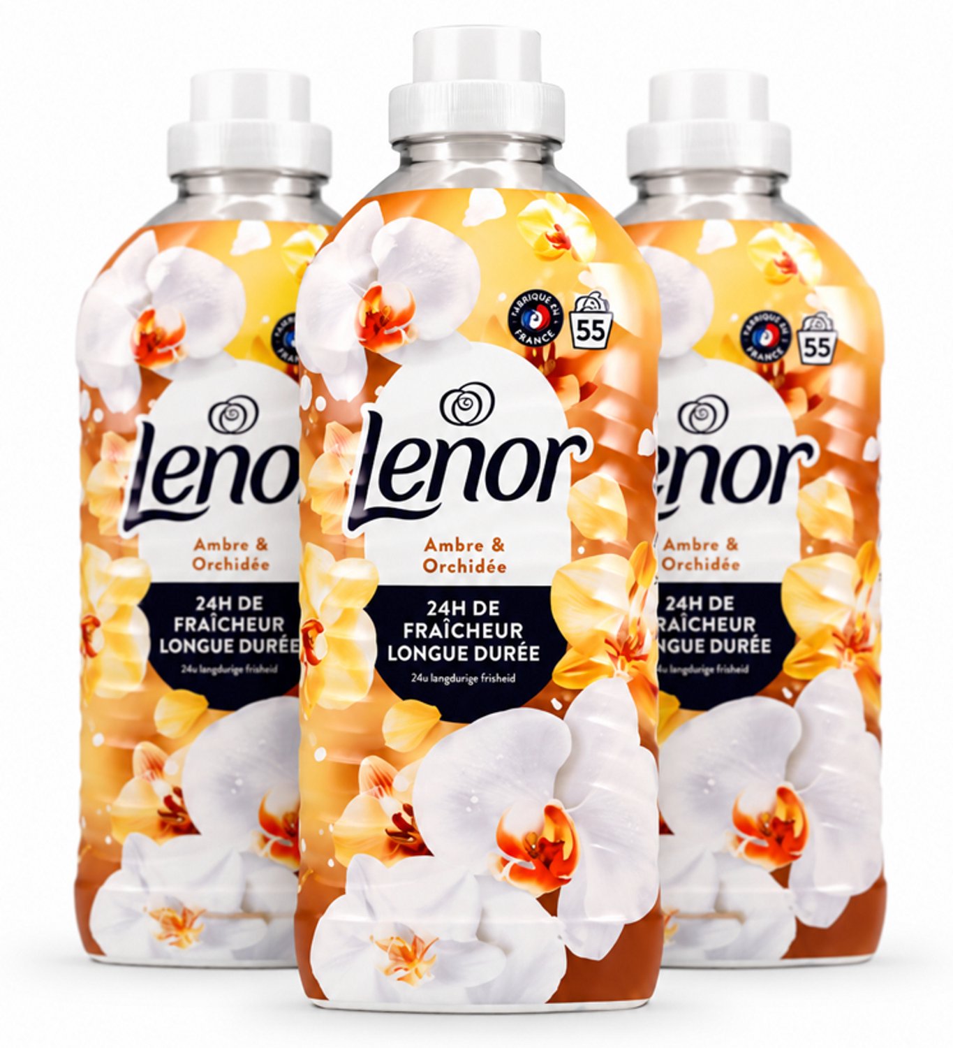 Lenor Wasverzachter Amber & Orchidee – 3 x 1155 ml – Totaal 3465 ml – 165 Wasbeurten – Langdurige Frisheid