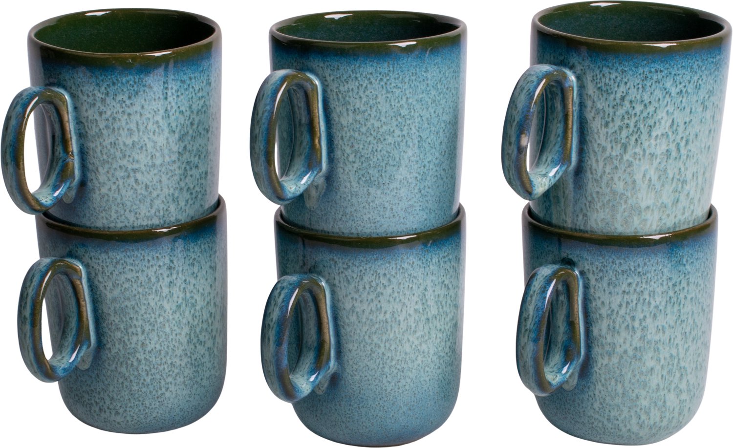 Set van 6 koffiemokken - met oor - 250 ml - 6 persoons - groen - Portugees stoneware - Evora - Kade 171 kopjes - hip en trendy