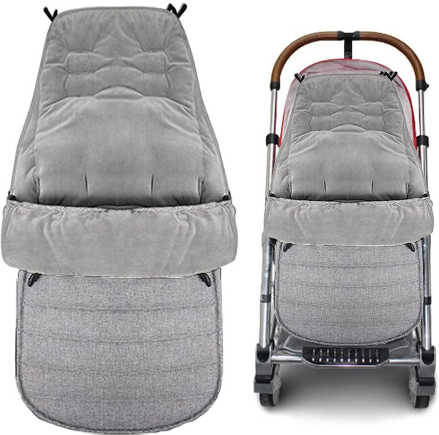 Slaapzak voor Kinderwagen - Voetenzak Kinderwagen - Winterslaapzak Baby - Reisdekentje Buggy - Grijs - Katoen en Polyester - Zonder Capuchon - Winter - Voor Baby's en Buggy