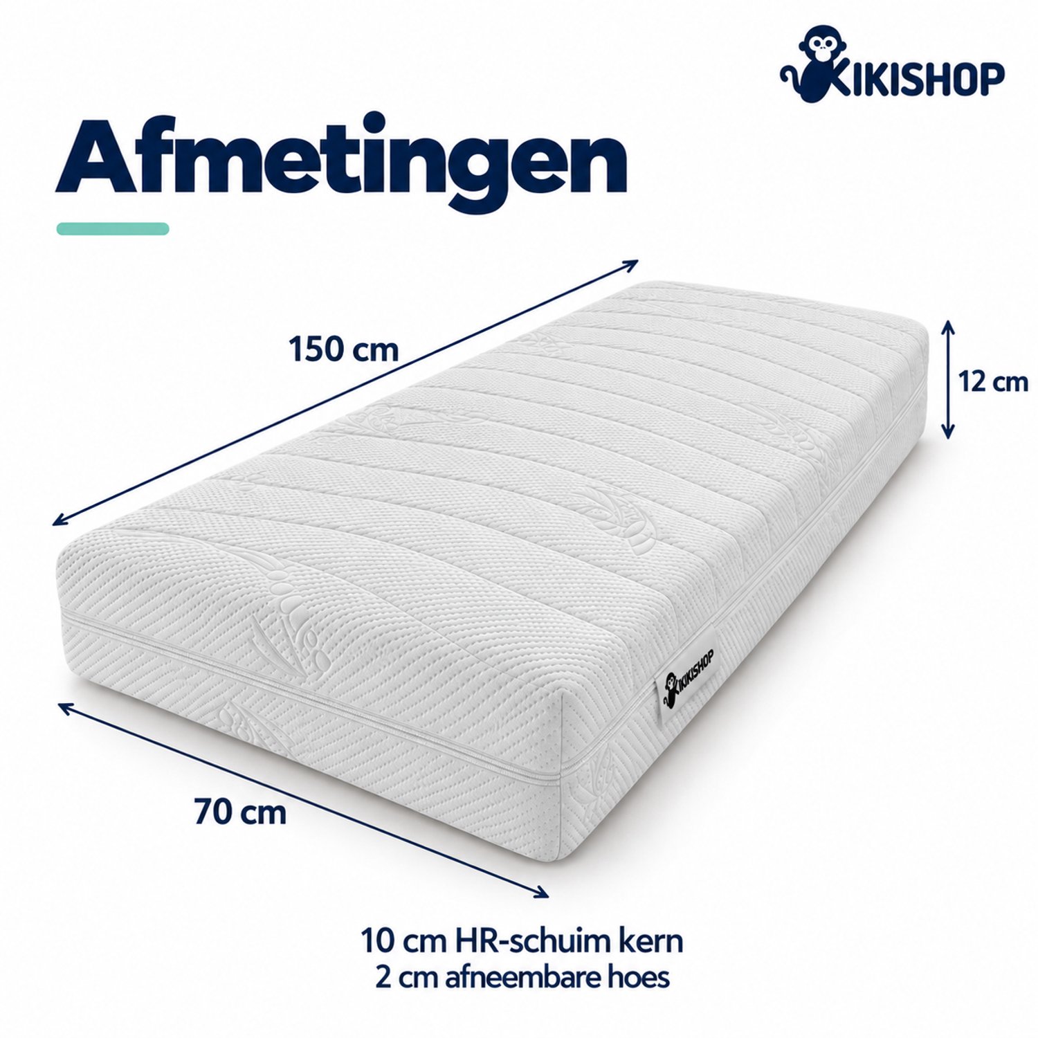 Kikishop Kindermatras 70x150 cm - 12 cm dik - HR-schuim - Juniorbed