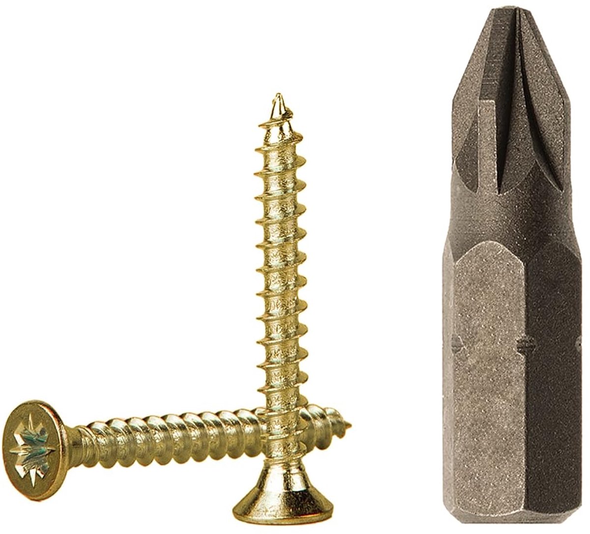 100 stuks geel verzinkt staal 2,5 x 20 mm houtschroeven, spaanplaatschroeven, universele Pozi-aandrijfschroef, PZ volledig schroef, Pozidriv verzonken kop (100, 2,5 x 20 mm)