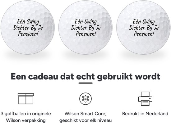 Golfballen Pensioen - Afscheid Golf Cadeau - 3 stuks - Wilson - Golfbal met Opdruk van Wilson — afbeelding 2
