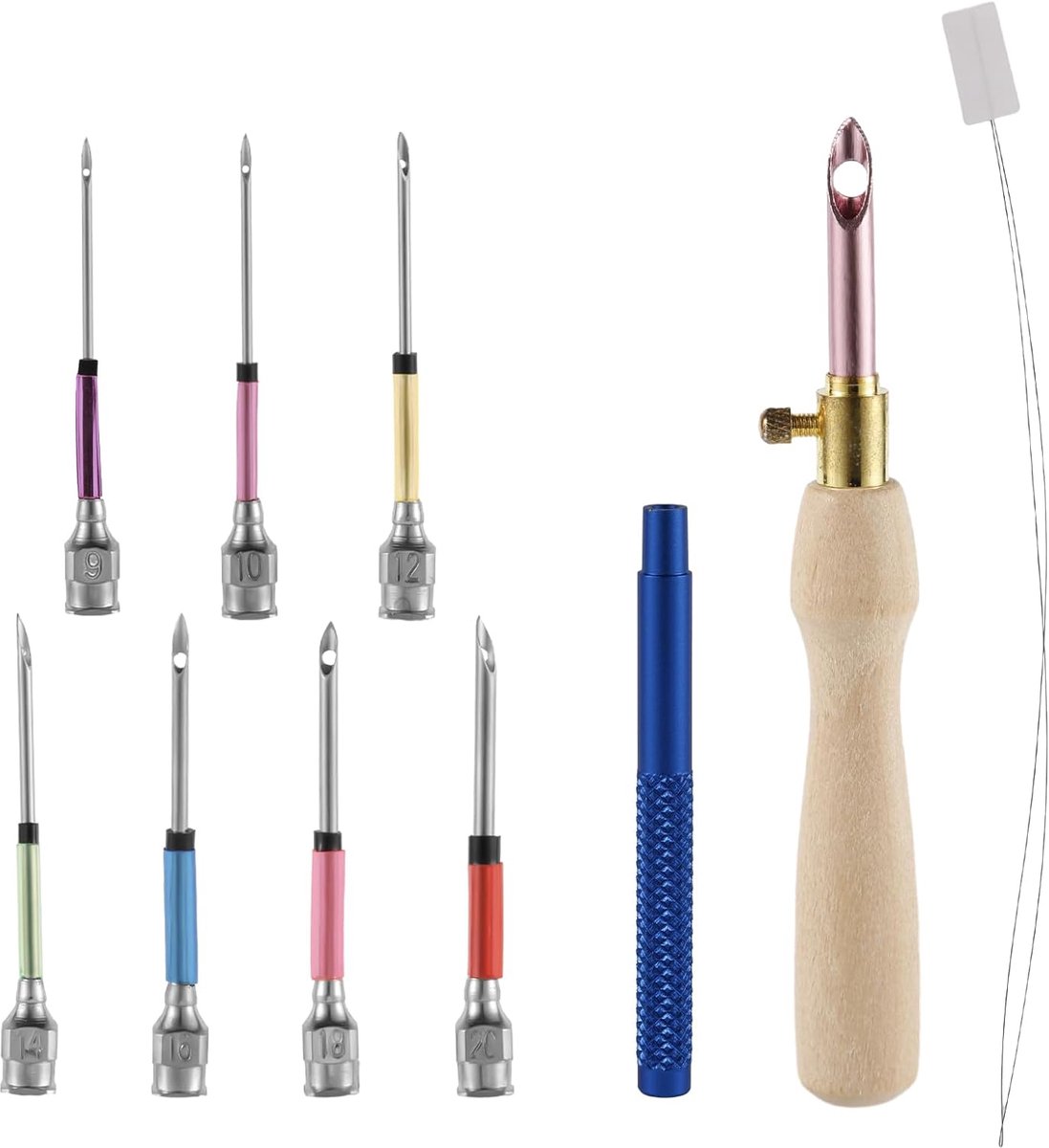 10st Punchnaaldset, Verstelbare Punch Borduurset, met 7 Maten Punch-Naaldkoppen Naaikunst Naaldgereedschap voor Volwassen Beginners Flossen Cross Stitch DIY Ambacht