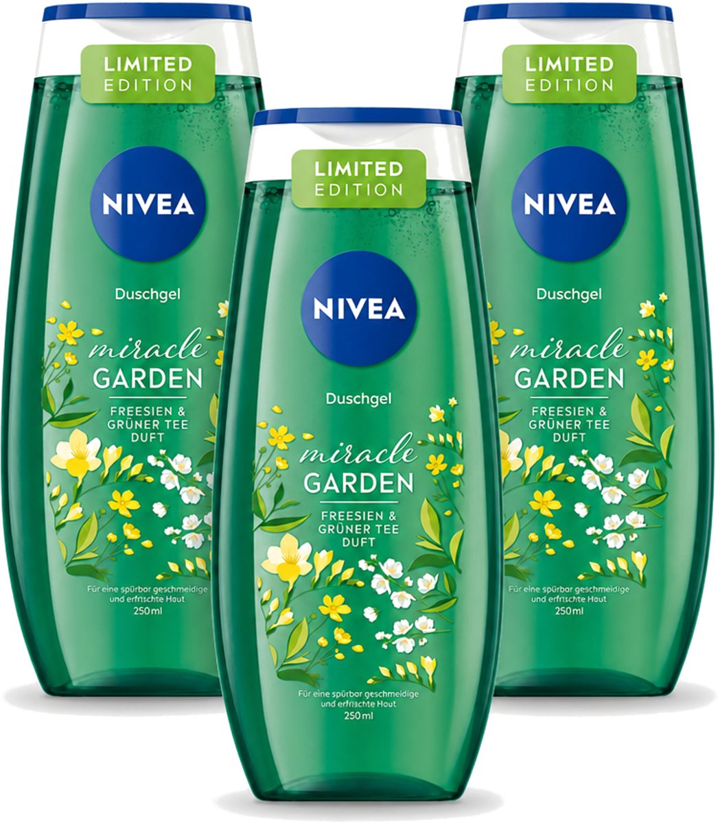 3 x Nivea - Douchegel - Freesia & Groene Thee - 250 ml - Voordeelverpakking - 3 stuks