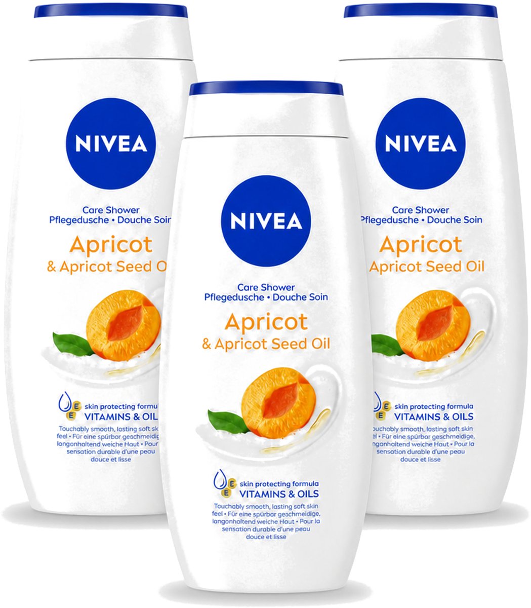 3 x Nivea - Douchegel - Soft Apricot - Huidbeschermend - 250 ml - Voordeelverpakking - 3 stuks