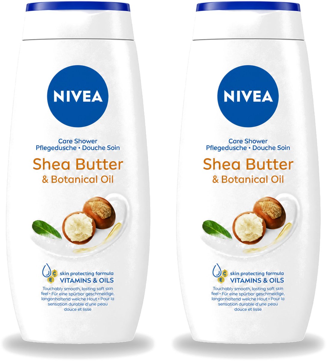2 x Nivea - Douchegel - Shea Butter & Botanical Oil - 250 ml - Voordeelverpakking - 2 stuks