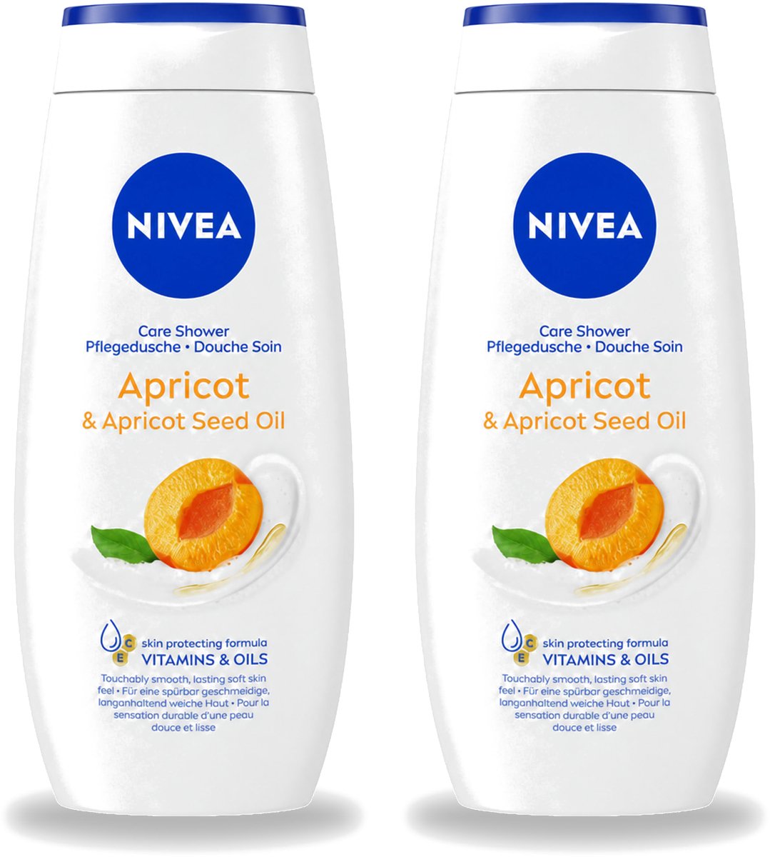 2 x Nivea - Douchegel - Soft Apricot - Huidbeschermend - 250 ml - Voordeelverpakking - 2 stuks
