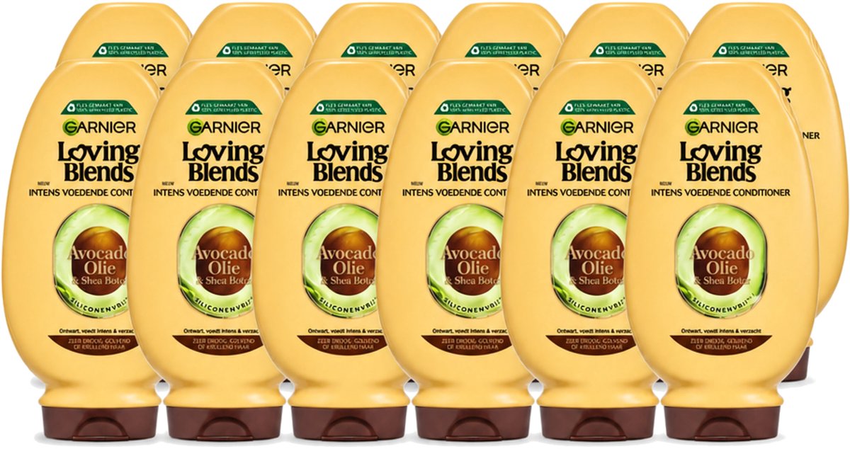 12 x Garnier - Loving Blends - Conditioner - Avocado Olie & Shea Boter - Zeer Droog of Pluizig Haar - 250 ml - Voordeelverpakking - 12 stuks