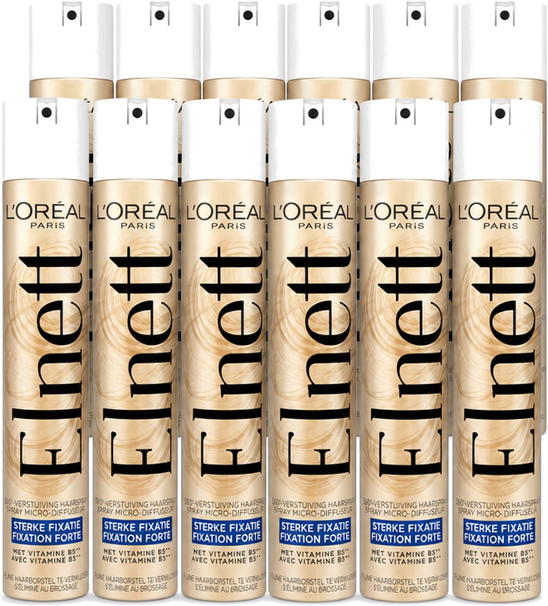 12 x L'Oréal Paris - Elnett Satin - Haarspray - Sterke Fixatie - Satijnzacht Gevoel - 300 ml - Voordeelverpakking - 12 stuks