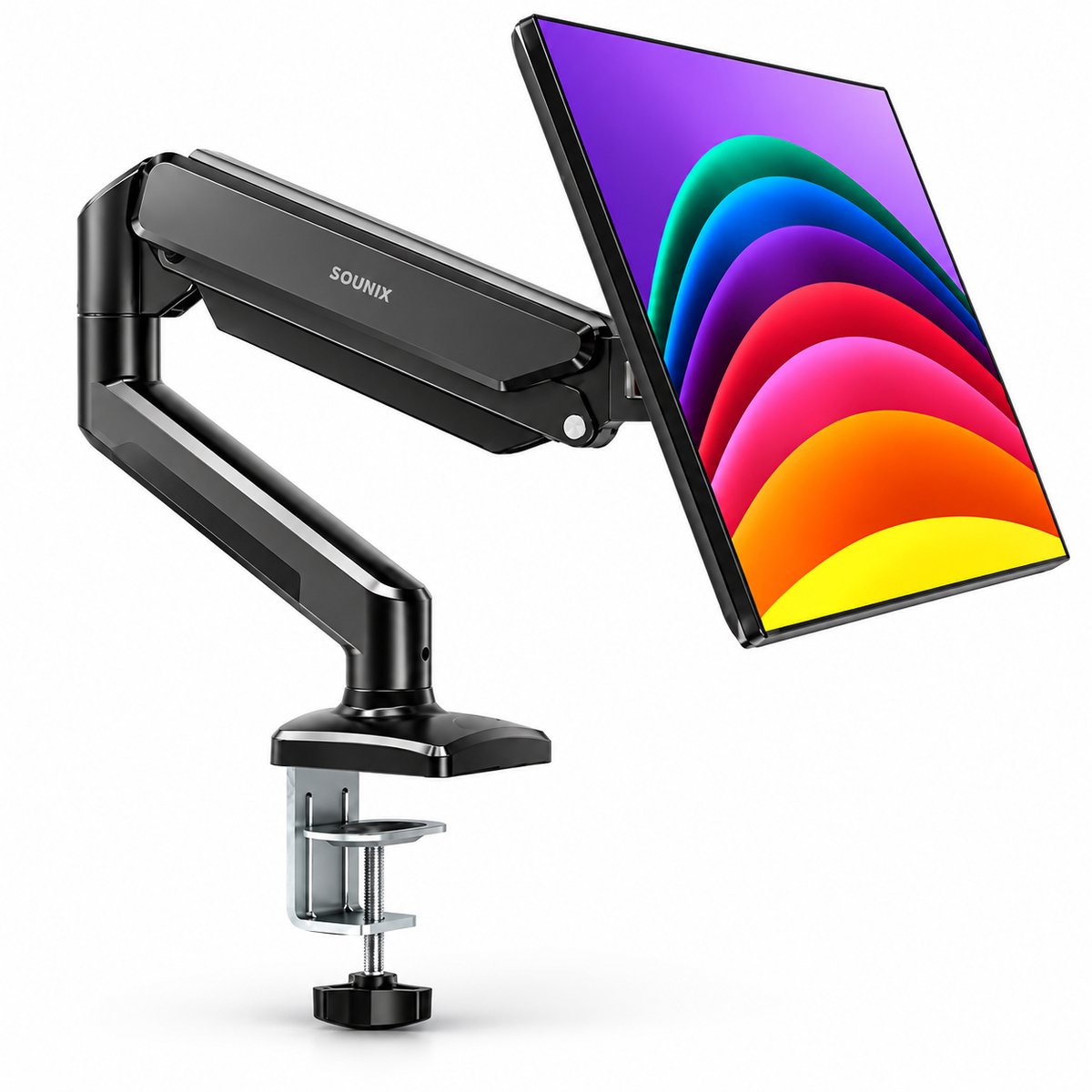 Bol.com Sounix Monitor Arm 1 Scherm - Gasveer Monitorbeugel 13-32 Inch - VESA 75x75 & 100x100 - Verstelbare Bureau Monitorhouder... aanbieding