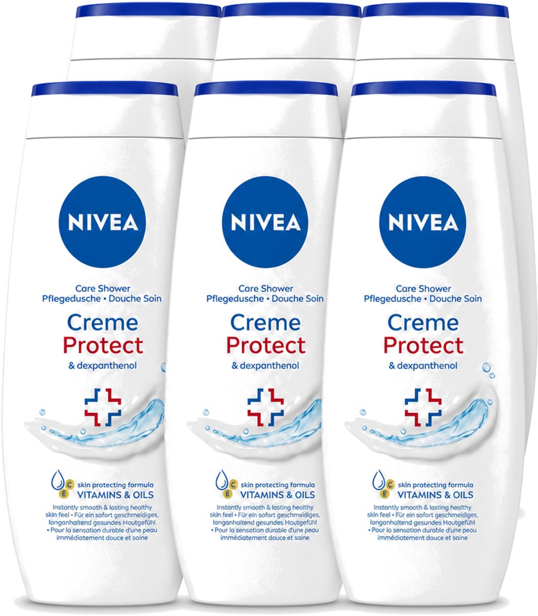 6 x Nivea – Douchecrème – Protect – 250 ml - Voordeelverpakking - 6 stuks