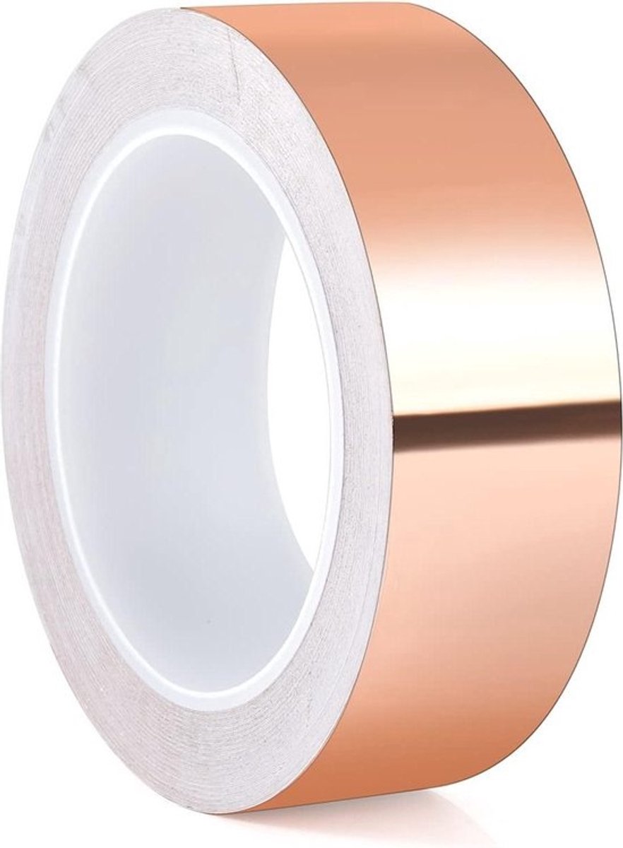 Self-Adhesive Copper Tape for Raised Flower Beds - 35 mm x 20 m - Snail Repellent Strip - EMI Kapton Tape