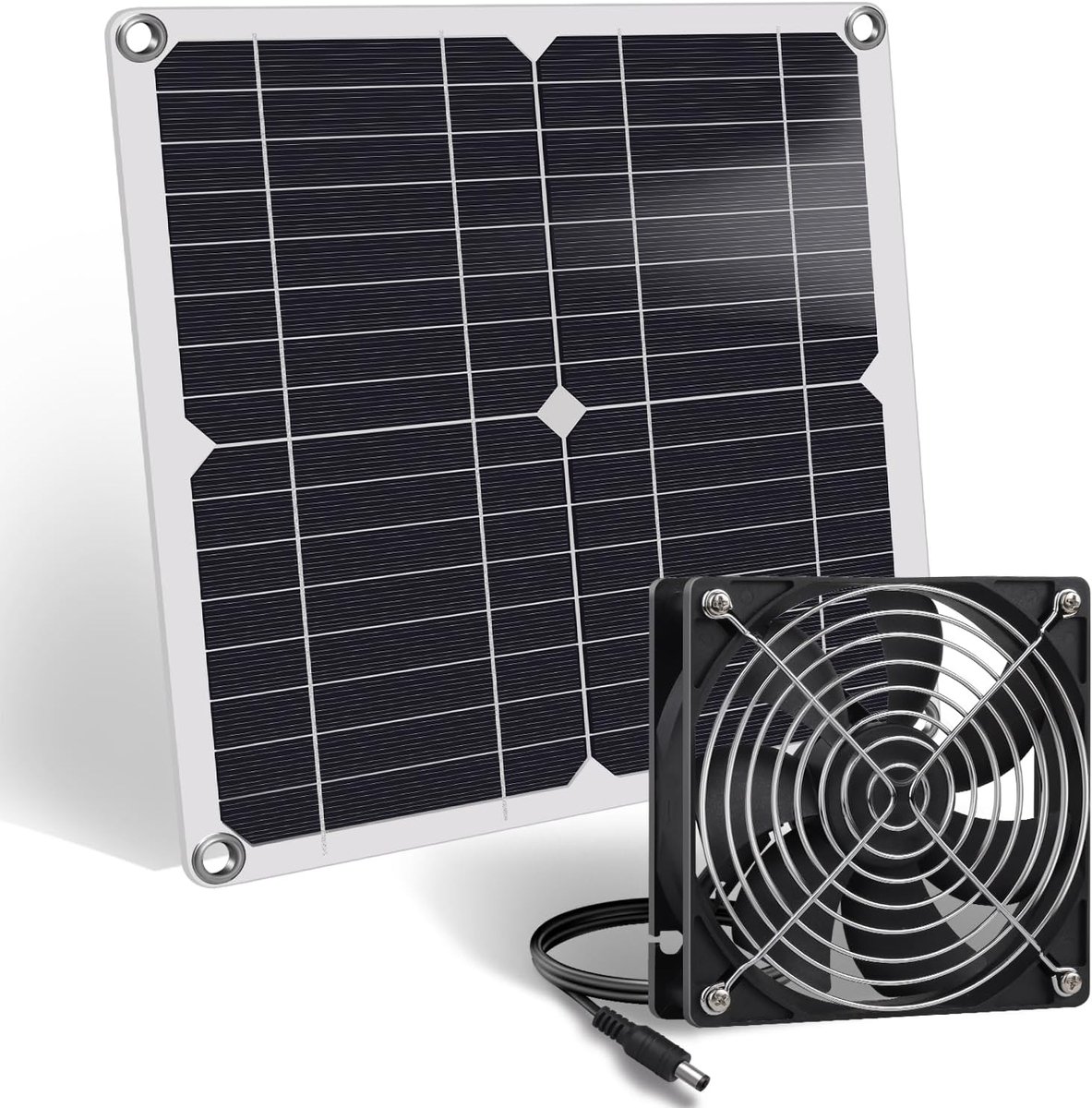 Ventilator op zonne-energie, 12 W, weerbestendig zonnepaneel met DC-ventilator voor kleine kippenhokken, kassen, schuren, huisdierenhokken, toevoer- of afvoerlucht