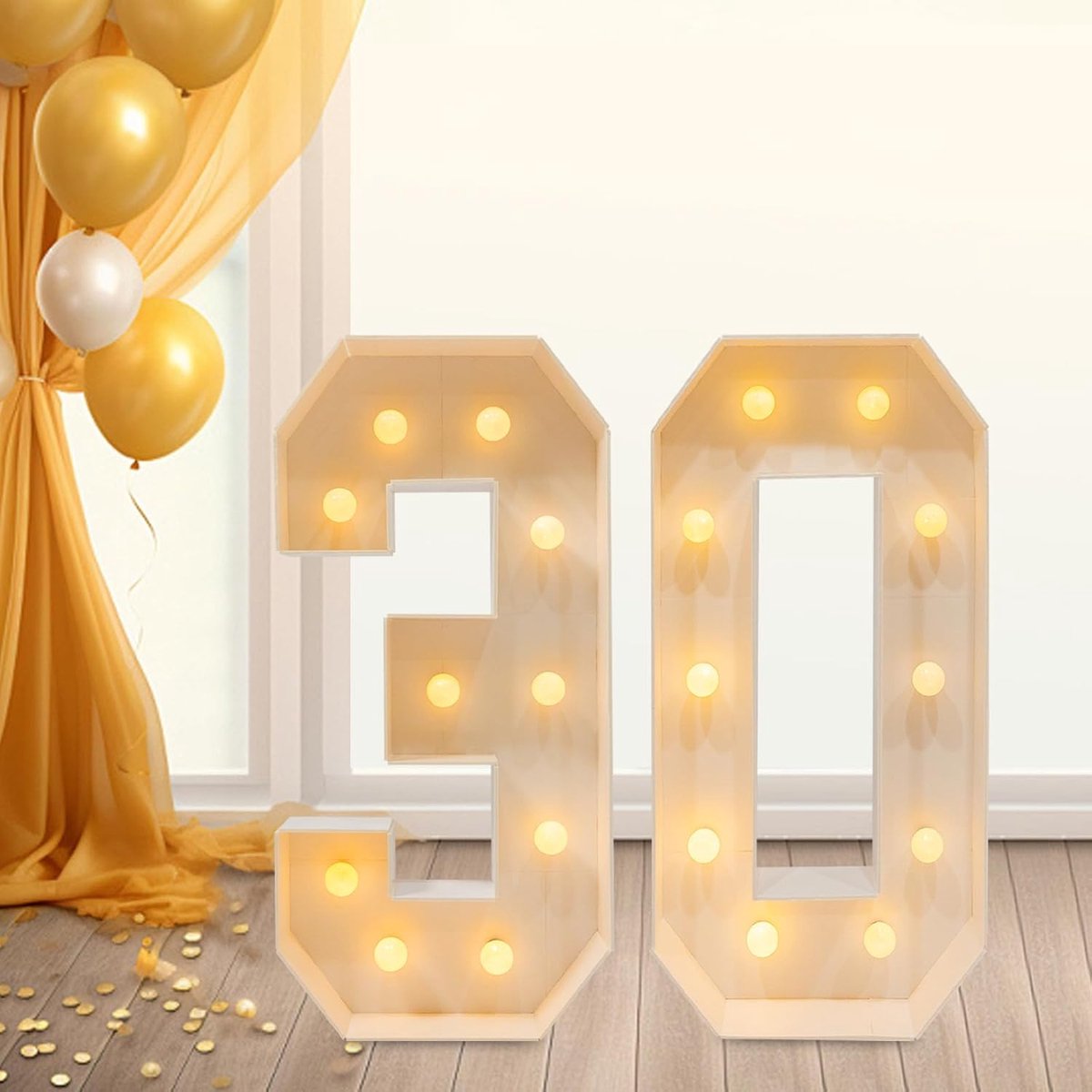 100 cm, 30 leds, verjaardagsdecoratie, 3D-lamp, verlichte cijfers, grote lichtgevende cijfers voor verjaardagsfeest, nachtverlichting, jubileum