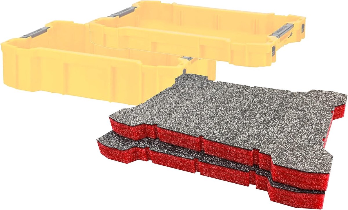 Foam ToughSystem 2.0 Gereedschapsbak-inzetstukken [Twin Pack] voor DeWalt Gereedschapskasten | Gereedschapsorganisatie (30 mm, rood)