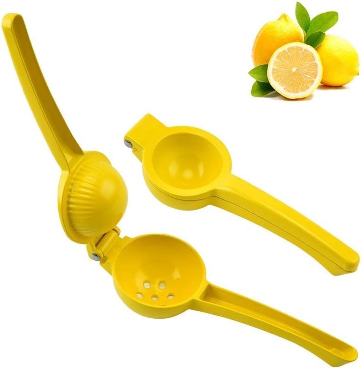 – Metalen limoenpers – Handmatige citruspers sapper met handvat - Oranjepers sapsapper citruspers citroenpers handmatig (geel)