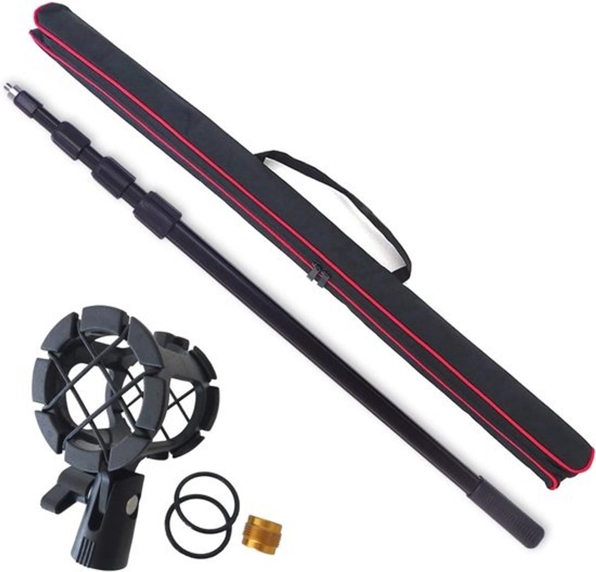 Telescoophengel voor Videomicrofoons 3m - Verstelbare Boomarm met Shockmount en Kabelbinders