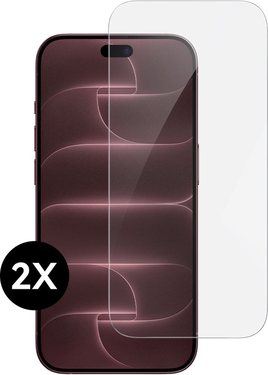 Twee Mobstore screenprotectors, waarvan één op een roodbruine telefoon, 2X.