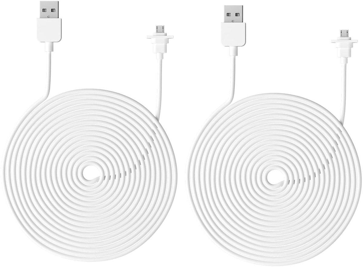 USB Verlengkabel 9m voor Buiten, Waterdichte Oplaadkabel voor Beveiligingscamera's, Geschikt voor EufyCam 2C Pro (2 Stuks)