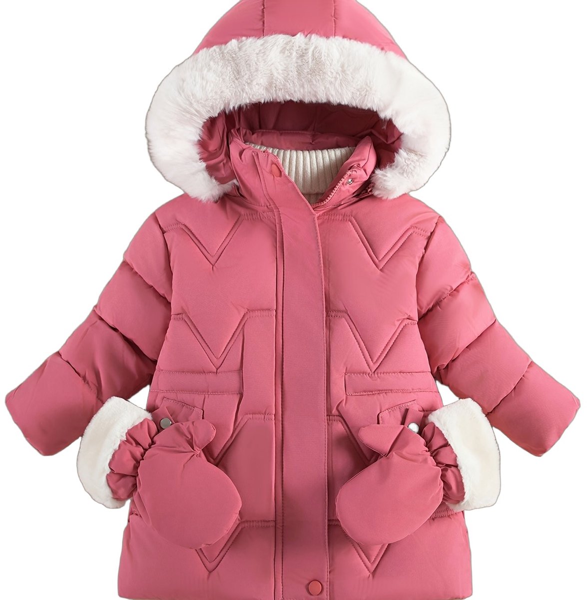 Currero Winterjas Parka Meisjes Lange Jas Meisje Wintermantel Overjas Gewatteerd Waterdicht Winter Stijlvol Mantel Kinderen 1-2 Jaar Perzik