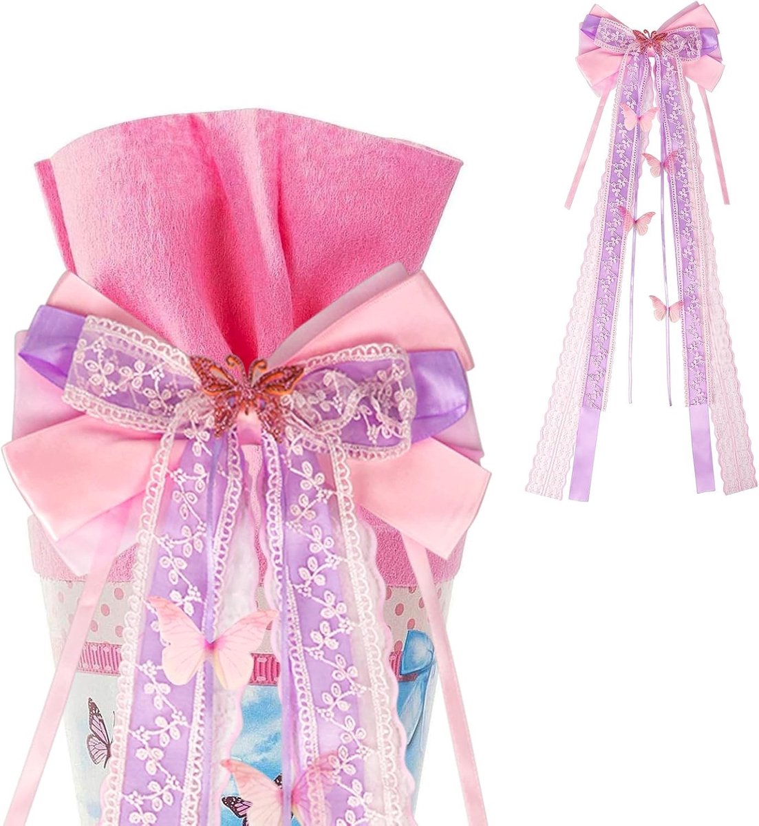 Schattige Roze Schooltas met 3D Strik, Perfect voor Cadeaus en Versieringen, 60cm x 20cm, Ideaal voor Jongens en Meisjes