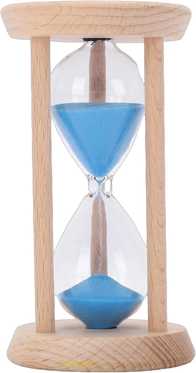 Ciciglow Houten Zandloper 5 Minuten Zandloper, Houten voor Bureaubladdecoratie, 5 Minuten voor Koken, Bakken, Meditatie, Klaslokaal, Kantoor (BLUE)