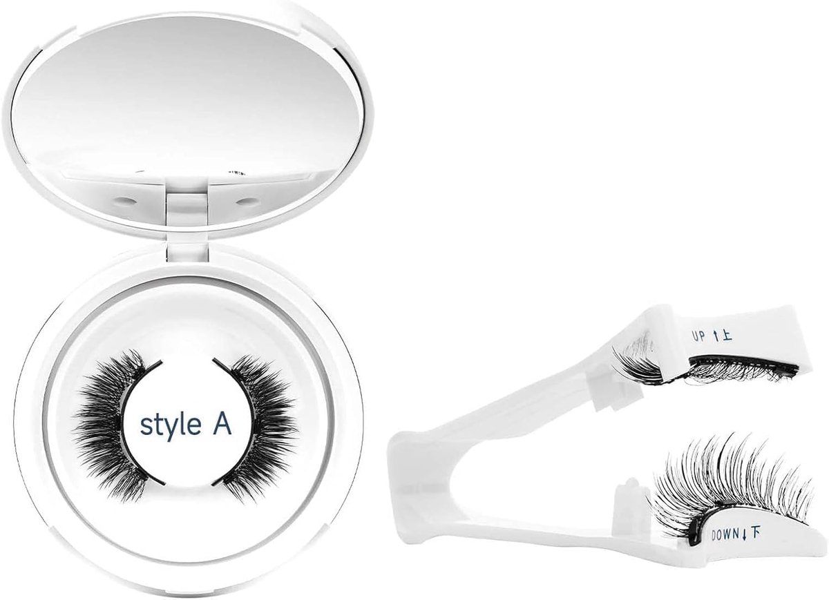 Wimperset, magnetische wimperbasis met 3 magneten, zonder lijm en eyeliner, herbruikbare valse wimpers voor gevoelige ogen, natuurlijke look (SET-C)