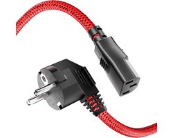 3-polig, RIKSOIN koudapparaatkabel 5 m nylon gevlochten universele stroomkabel (CEE 7/7 naar IEC60320 C13) met VDE voor monitoren, pc, printer, PS3/PS4 PRO, scanner, tv, scherm, beamer enz