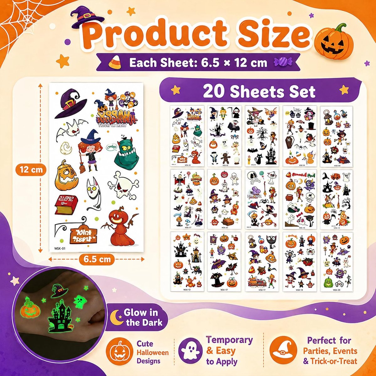 Tijdelijke Tatoeages Voor Kinderen, Waterbestendig, Voor Halloween, Feest Of Cosplay