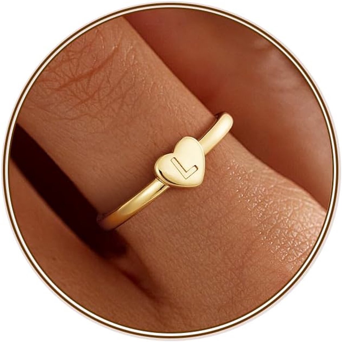 Ringen goud dames hart ring met letters