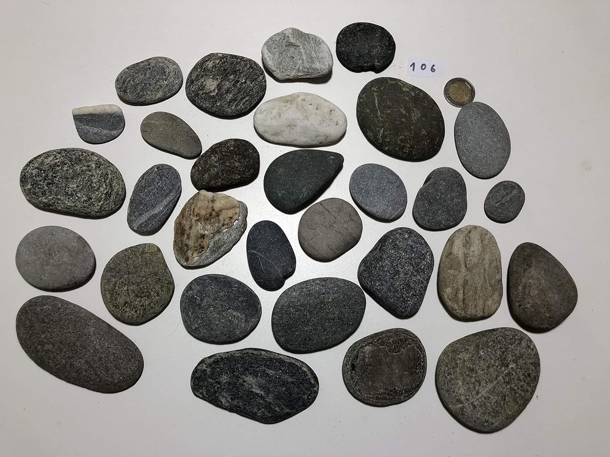 & Söhne 30 platte kiezelstenen kiezelstenen vlak rivierkiezelstenen uit de Alpen kunst rivierstenen sierstenen bergkiezelsteen plat uniek natuurlijk juweel grijs rood wit zwart om te knutselen beschilderen