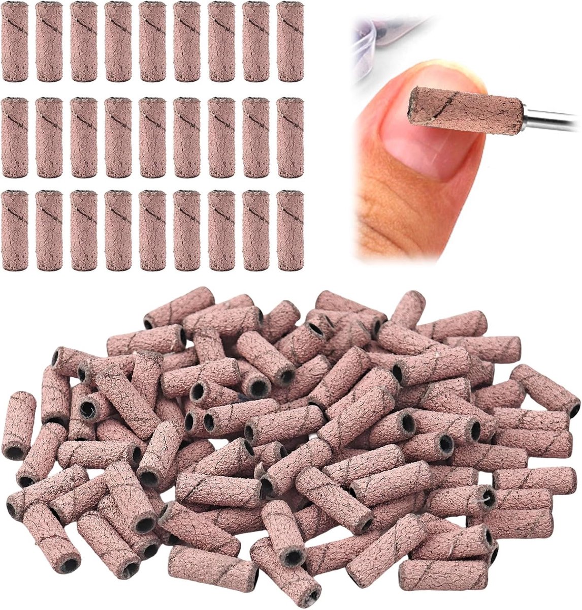 100 stuks nagelschuurbanden #180, ultrafijne zandslijpdoppen voor gelnagels, nagelfrees-opzetstukken, professionele nagelvijlen, schuurbanden voor manicure, pedicure en nagellakverzorging in de studio