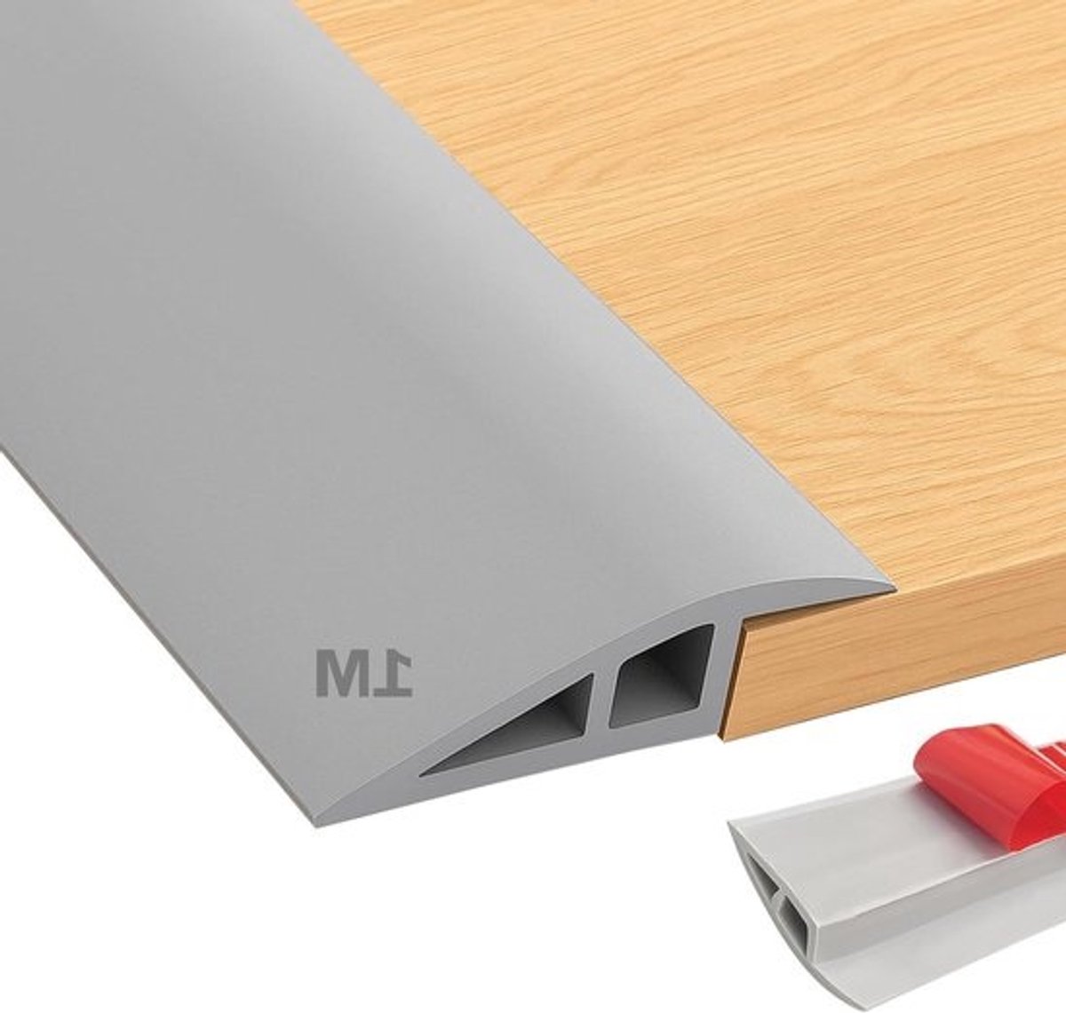 PVC Overgangsprofiel - Zelfklevend - Hoogtecompensatie 10 mm tot 15 mm - Voor Vloer en Drempel - Grijs - 100 cm x 7 cm