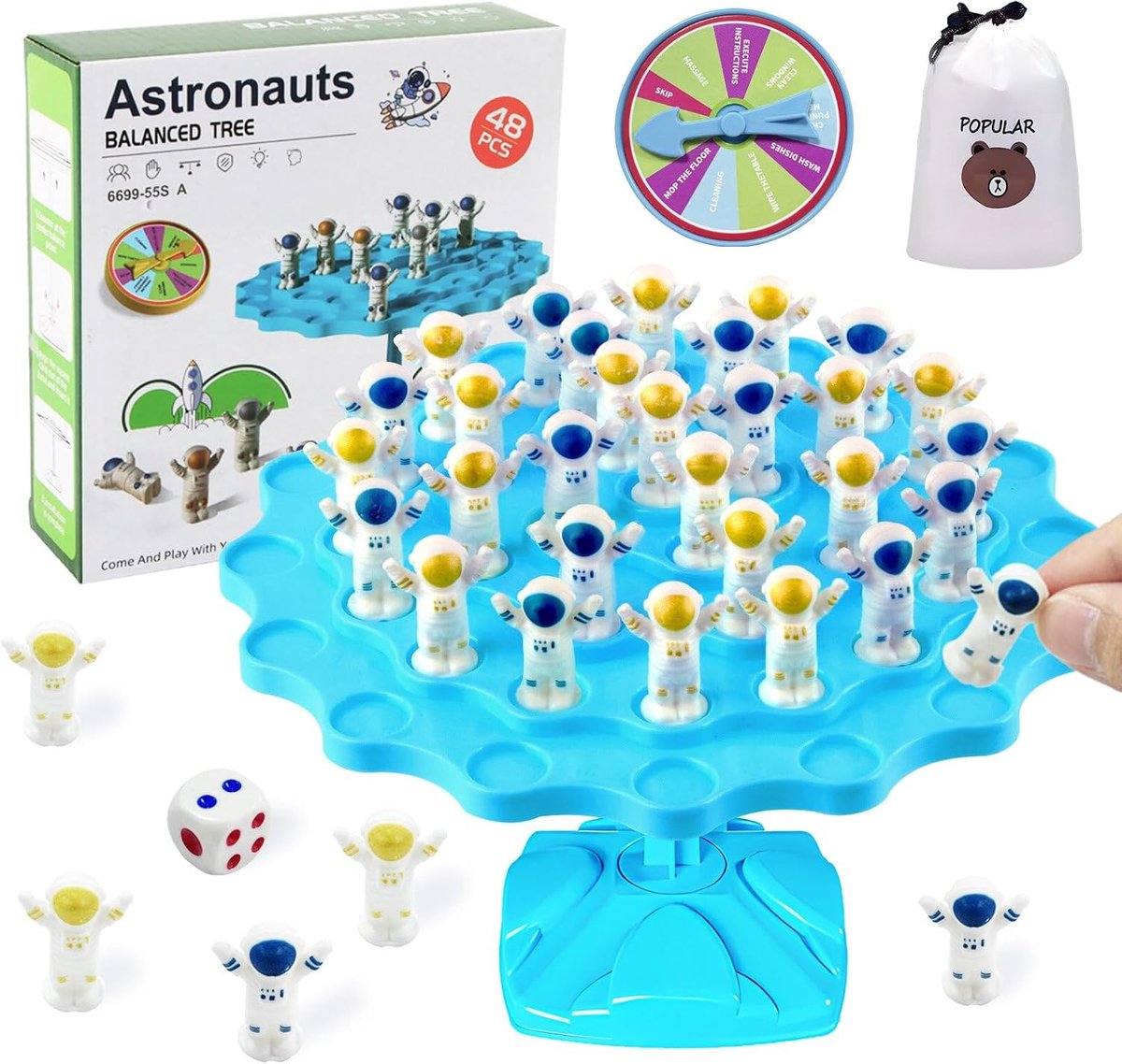 Balansbordspel, wiskunde speelgoed, astronaut balans-boomspel, ruimtebalans-boomspeelgoed, wiskunde Montessori speelgoed, balans tellen, interactief evenwichtsspel