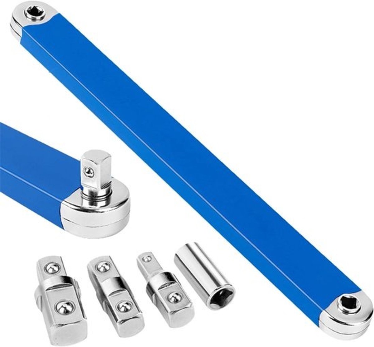 Uitbreidingssleutel met 1/2" 1/4" en 3/8" aandrijfadapter - Multifunctionele ratelsleutelextender voor monteurs en garageambachtslieden